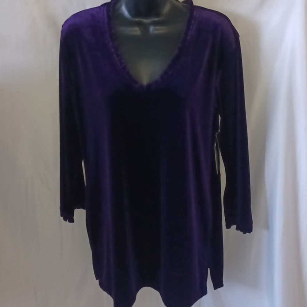 Impressions purple velvet-like top, stretchy